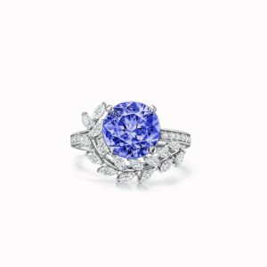 Vine Ring in Platinum with a Tanzanite and Diamonds